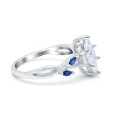 Infinity Twist Sapphire Marquise Wedding Ring Simulated Cubic Zirconia 925 Sterling Silver