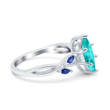 Infinity Twist Sapphire Marquise Wedding Ring Simulated Paraiba Tourmaline CZ 925 Sterling Silver