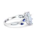 Infinity Twist Sapphire Marquise Wedding Ring Lab Created White Opal 925 Sterling Silver