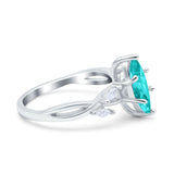 Infinity Twist Marquise Art Deco Engagement Ring Simulated Paraiba Tourmaline CZ 925 Sterling Silver