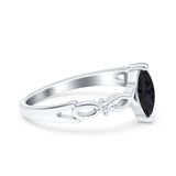 Marquise Wedding Ring Infinity Twisted Simulated Black CZ 925 Sterling Silver