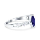 Marquise Wedding Ring Infinity Twisted Simulated Blue Sapphire CZ 925 Sterling Silver