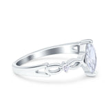 Marquise Wedding Ring Infinity Twisted Simulated Cubic Zirconia 925 Sterling Silver