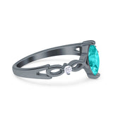 Marquise Wedding Ring Infinity Twisted Black Tone, Simulated Paraiba Tourmaline CZ 925 Sterling Silver