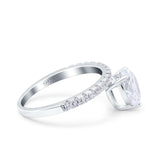 Teardrop Art Deco Pear Wedding Bridal Ring Simulated Cubic Zirconia 925 Sterling Silver