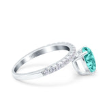 Teardrop Art Deco Pear Wedding Bridal Ring Simulated Paraiba Tourmaline CZ 925 Sterling Silver