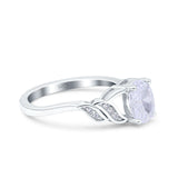 Oval Art Deco Engagement Bridal Ring Simulated Cubic Zirconia 925 Sterling Silver