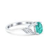 Oval Art Deco Engagement Bridal Ring Simulated Paraiba Tourmaline CZ 925 Sterling Silver