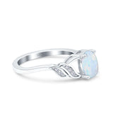 Oval Art Deco Engagement Bridal Ring Lab Created White Opal 925 Sterling Silver