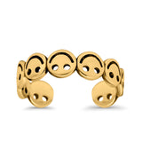 Smiley Face Toe Ring Yellow Tone Adjustable Band 925 Sterling Silver (4mm)