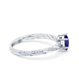 Vintage Style Twisted Band Marquise Wedding Ring Simulated Blue Sapphire CZ 925 Sterling Silver