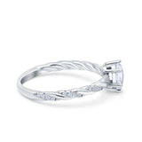 Vintage Style Twisted Band Marquise Wedding Ring Simulated Cubic Zirconia 925 Sterling Silver