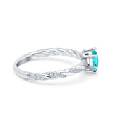 Vintage Style Twisted Band Marquise Wedding Ring Simulated Paraiba Tourmaline CZ 925 Sterling Silver