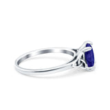 Celtic Art Deco Wedding Bridal Ring Round Simulated Blue Sapphire CZ 925 Sterling Silver