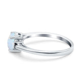 Art Deco Heart Three Stone Wedding Bridal Ring Round Black Lab Created White Opal 925 Sterling Silver