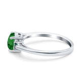 Art Deco Heart Three Stone Wedding Bridal Ring Simulated Green Emerald CZ 925 Sterling Silver