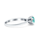 Art Deco Wedding Bridal Ring Round Simulated Paraiba Tourmaline CZ 925 Sterling Silver