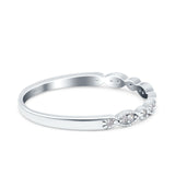 Half Eternity Ring Wedding Round Simulated Cubic Zirconia 925 Sterling Silver (2mm)