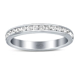 Full Eternity Stackable Band Wedding Ring Simulated Cubic Zirconia 925 Sterling Silver