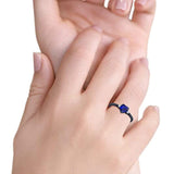 Heart Promise Black Tone, Simulated Blue Sapphire CZ Wedding Ring 925 Sterling Silver