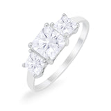 Princess Cut Engagement Ring Simulated Cubic Zirconia 925 Sterling Silver