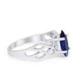 Marquise Simulated Simulated Blue Sapphire CZ Celtic Braided 925 Sterling Silver