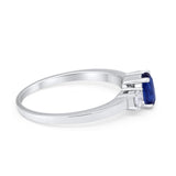 Solitaire Wedding Ring Oval Simulated Blue Sapphire CZ 925 Sterling Silver