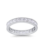 Full Eternity Wedding Band Ring Simulated CZ 925 Sterling Silver