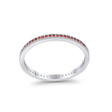Full Eternity Stackable Band Rings Simulated Garnet CZ 925 Sterling Silver