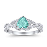 Heart Promise Ring Infinity Shank Simulated Paraiba Tourmaline CZ 925 Sterling Silver
