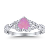 Heart Promise Ring Infinity Shank Lab Created Pink Opal 925 Sterling Silver