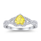 Heart Promise Ring Infinity Shank Simulated Yellow CZ 925 Sterling Silver