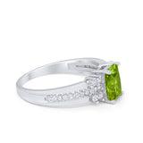 Vintage Engagement Ring Simulated Peridot CZ 925 Sterling Silver