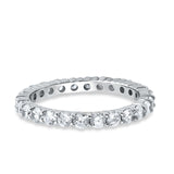 Stackable Full Eternity Wedding Simulated CZ Band Ring Round  925 Sterling Silver