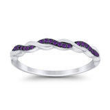 Half Eternity Infinity Twisted Band Rings Simulated Amethyst CZ 925 Sterling Silver