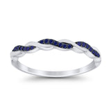 Half Eternity Infinity Twisted Band Rings Simulated Blue Sapphire CZ 925 Sterling Silver