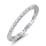 Full Eternity Stackable Wedding Ring Pave Simulated CZ 925 Sterling Silver