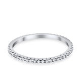 Full Eternity Stackable Wedding Ring Pave Round Simulated CZ 925 Sterling Silver