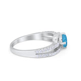Accent Fashion Wedding Ring Oval Lab Created Blue Opal 925 Sterling Silver
