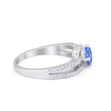 Accent Fashion Wedding Ring Oval Simulated Tanzanite CZ 925 Sterling Silver