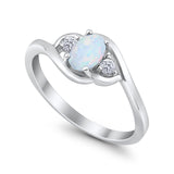 Wedding Ring Oval Cut Lab Created White Opal 925 Sterling Silver