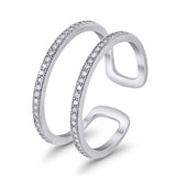 Double Band Row Simulated Cubic Zirconia 925 Sterling Silver Eternity Ring