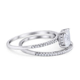 Solitaire Accent Wedding Piece Simulated CZ Rings 925 Sterling Silver