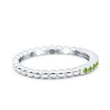 Half Eternity Wedding Band Ring Round Simulated Peridot CZ 925 Sterling Silver