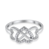 Infinity Heart Promise Eternity Ring Simulated CZ 925 Sterling Silver