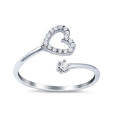 Round Heart Promise Eternity Ring Simulated CZ 925 Sterling Silver