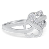 Infinity Double Heart Promise Ring Simulated Cubic Zirconia 925 Sterling Silver