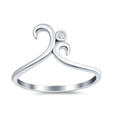 Fashion Swirl Dainty Petite Ring Round Simulated Cubic Zirconia 925 Sterling Silver