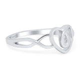 Infinity Shank Heart Promise Ring Simulated Cubic Zirconia 925 Sterling Silver (9mm)