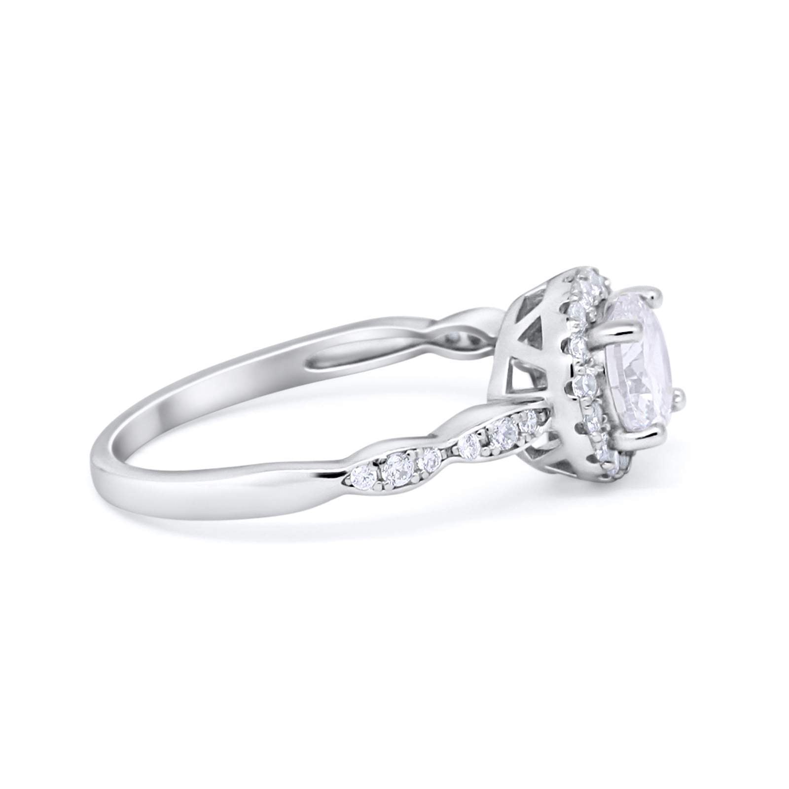 Art Deco Design Engagement Ring Simulated Cubic Zirconia 925 Sterling Silver